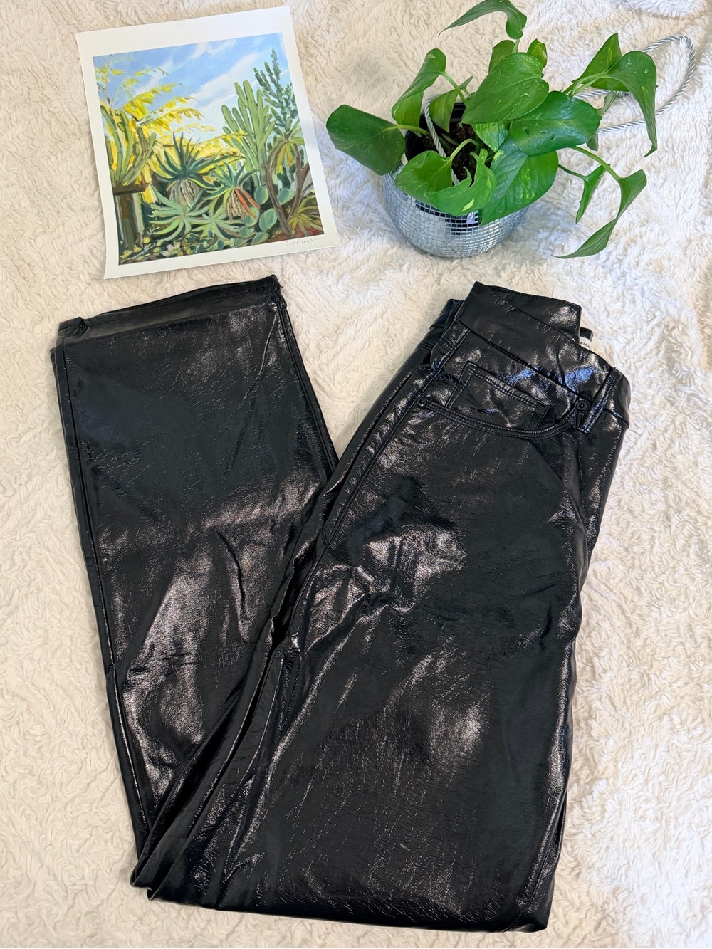 Good American Black Shiny Skinny Jeans